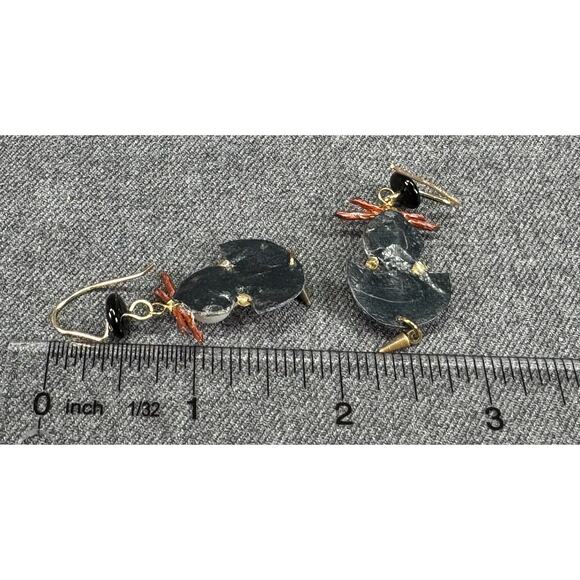 Vintage Handmade Mixed Material Hook Earrings - Picture 4 of 5